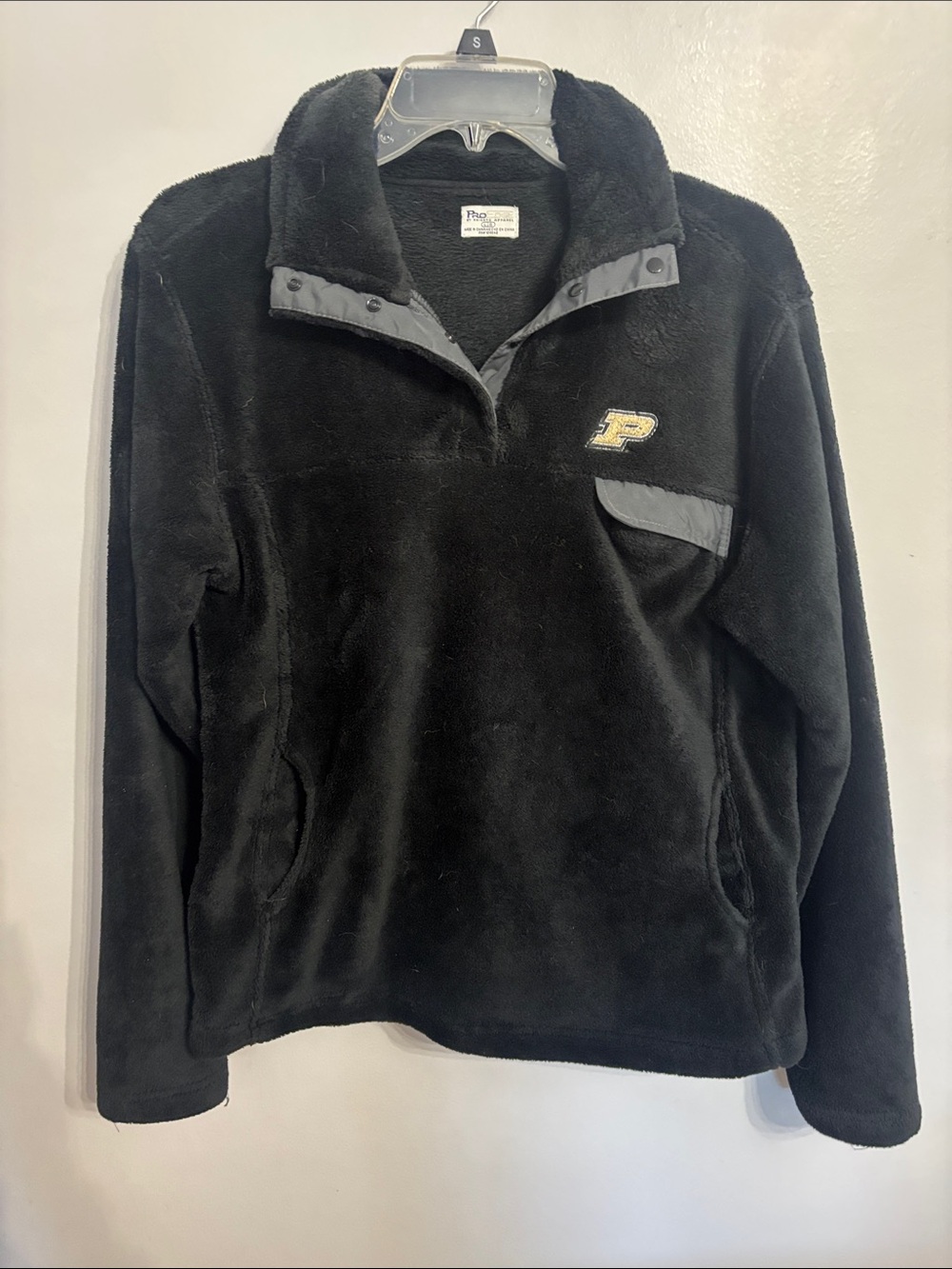 PURDUE Knights Apparel Black Fleece Zip-Up Pullover with Gold Logo